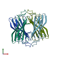 PDB entry 4bfk coloured by chain, front view.