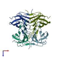 PDB entry 4bfk coloured by chain, top view.
