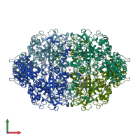 PDB entry 4bfl coloured by chain, front view.