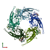 PDB entry 4bfq coloured by chain, front view.
