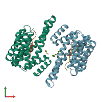 PDB entry 4bg6 coloured by chain, front view.