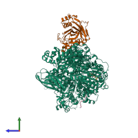 PDB entry 4bgd coloured by chain, side view.