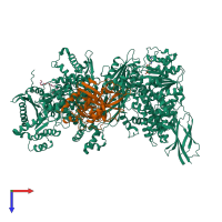 PDB entry 4bgd coloured by chain, top view.