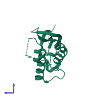 PDB entry 4bgj coloured by chain, side view.