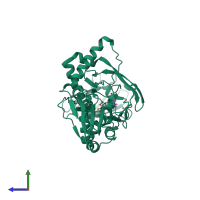 PDB entry 4bgk coloured by chain, side view.
