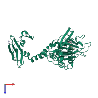 PDB entry 4bgk coloured by chain, top view.