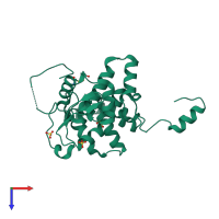 PDB entry 4bgp coloured by chain, top view.