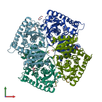 PDB entry 4bgv coloured by chain, front view.