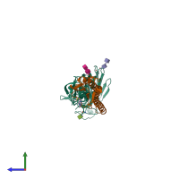 PDB entry 4bgw coloured by chain, side view.