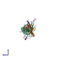 PDB entry 4bgy coloured by chain, side view.