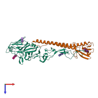 PDB entry 4bgy coloured by chain, top view.