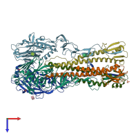 PDB entry 4bgz coloured by chain, top view.