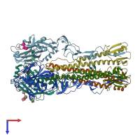 PDB entry 4bh0 coloured by chain, top view.