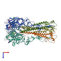 PDB entry 4bh1 coloured by chain, top view.