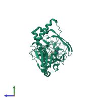 PDB entry 4bhi coloured by chain, side view.