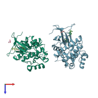 PDB entry 4bhn coloured by chain, top view.