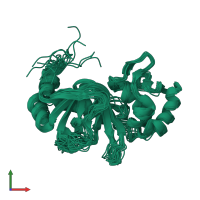 PDB entry 4bhp coloured by chain, ensemble of 20 models, front view.
