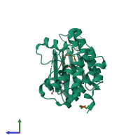 PDB entry 4bhz coloured by chain, side view.