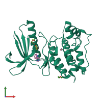 PDB entry 4bi0 coloured by chain, front view.