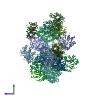PDB entry 4bi5 coloured by chain, side view.