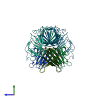 PDB entry 4bif coloured by chain, side view.