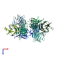 PDB entry 4bif coloured by chain, top view.