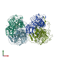 PDB entry 4bim coloured by chain, front view.