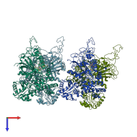 PDB entry 4bim coloured by chain, top view.