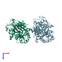PDB entry 4bis coloured by chain, top view.