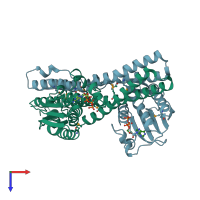 PDB entry 4biv coloured by chain, top view.