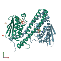 PDB entry 4biw coloured by chain, front view.