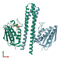 PDB entry 4bix coloured by chain, front view.
