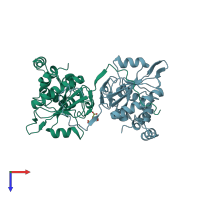 PDB entry 4bj4 coloured by chain, top view.