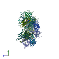 PDB entry 4bj8 coloured by chain, side view.