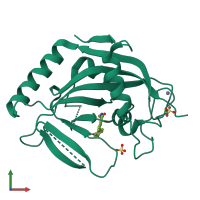 PDB entry 4bjc coloured by chain, front view.