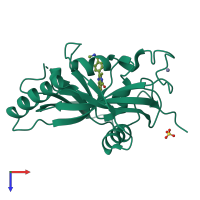 PDB entry 4bjc coloured by chain, top view.