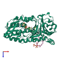 PDB entry 4bjy coloured by chain, top view.