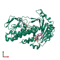 PDB entry 4bjz coloured by chain, front view.
