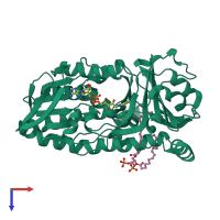 PDB entry 4bjz coloured by chain, top view.