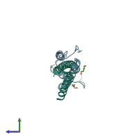 PDB entry 4bk0 coloured by chain, side view.