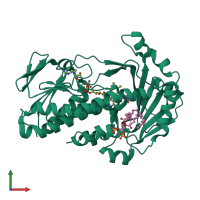 PDB entry 4bk1 coloured by chain, front view.