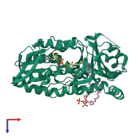 PDB entry 4bk1 coloured by chain, top view.