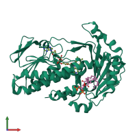 PDB entry 4bk2 coloured by chain, front view.