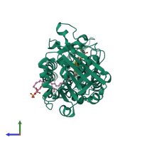 PDB entry 4bk2 coloured by chain, side view.