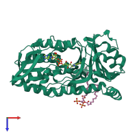 PDB entry 4bk2 coloured by chain, top view.