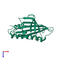 PDB entry 4bkd coloured by chain, top view.