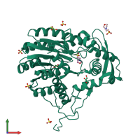 PDB entry 4bko coloured by chain, front view.