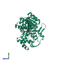 PDB entry 4bkq coloured by chain, side view.