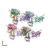 PDB entry 4bks coloured by chain, front view.