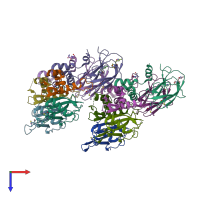 PDB entry 4bkt coloured by chain, top view.